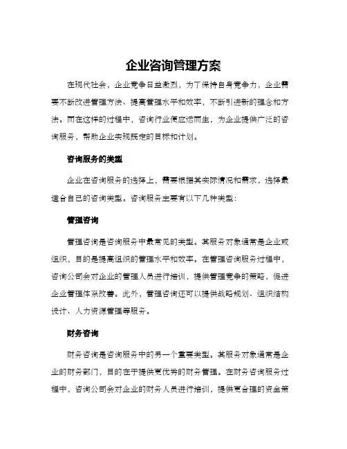企业咨询管理方案
