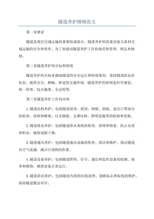 隧道养护细则范文
