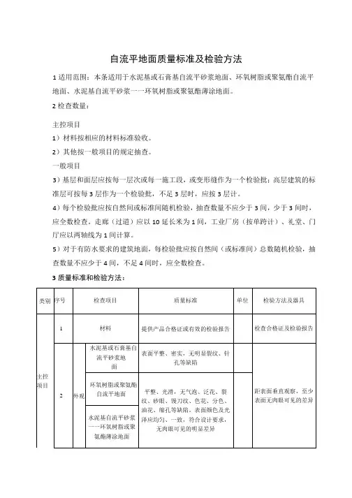 自流平地面质量标准及检验方法