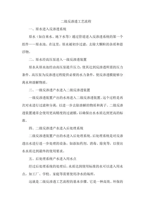 二级反渗透工艺流程