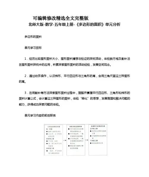 北师大版-数学-五年级上册-《多边形的面积》单元分析精选全文