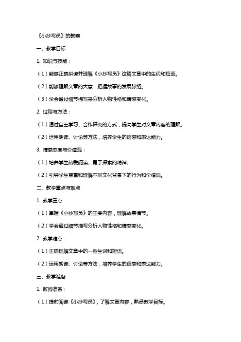 《小抄写员》的教案