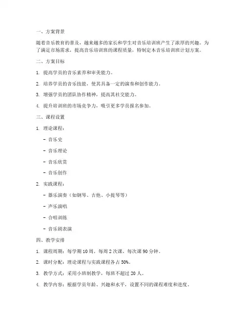 培训班音乐计划方案模板
