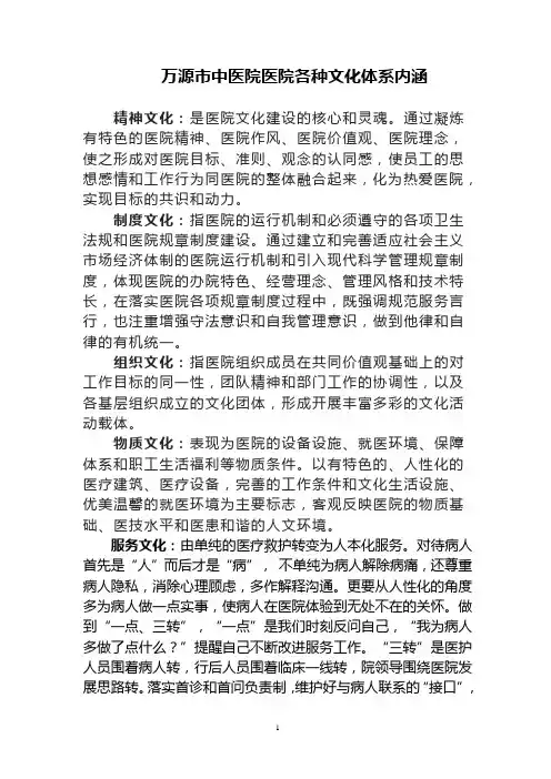 医院各种文化体系内涵