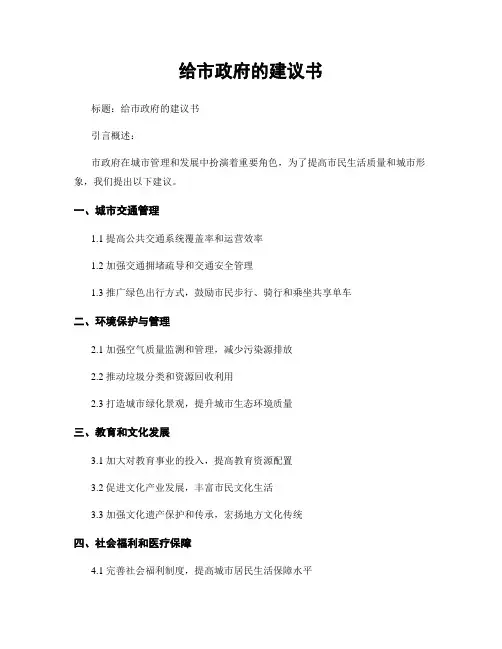给市政府的建议书
