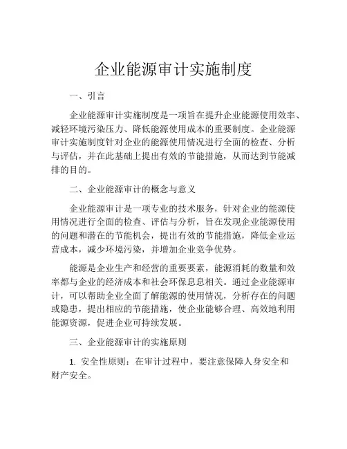 企业能源审计实施制度