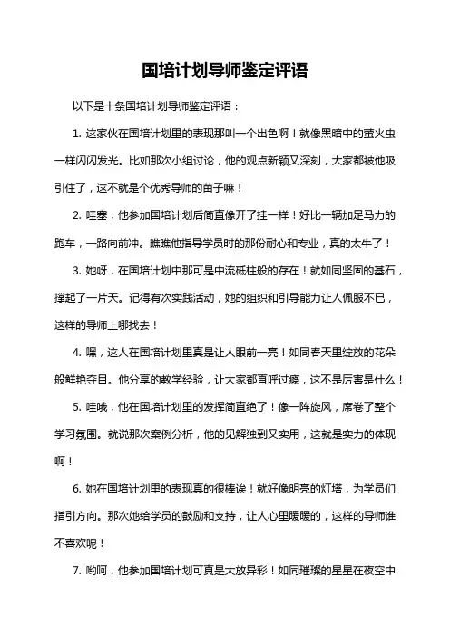 国培计划导师鉴定评语