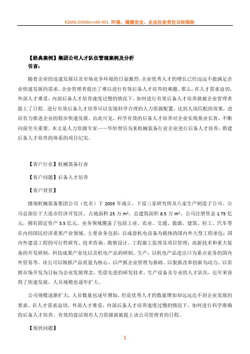 【经典案例】集团公司人才队伍管理案例及分析