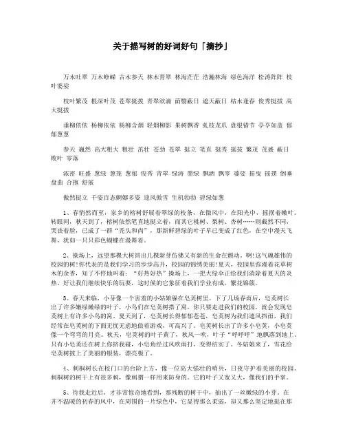 关于描写树的好词好句「摘抄」