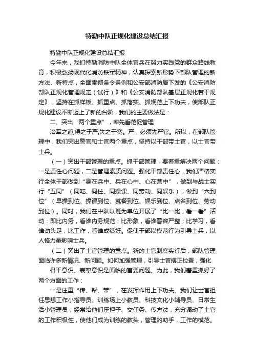 特勤中队正规化建设总结汇报