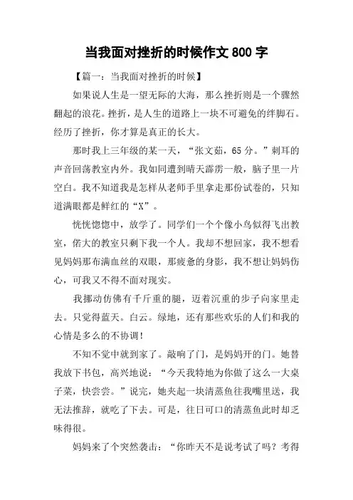 当我面对挫折的时候作文800字