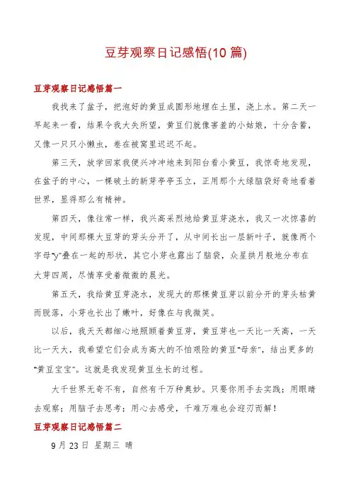 豆芽观察日记感悟(10篇)