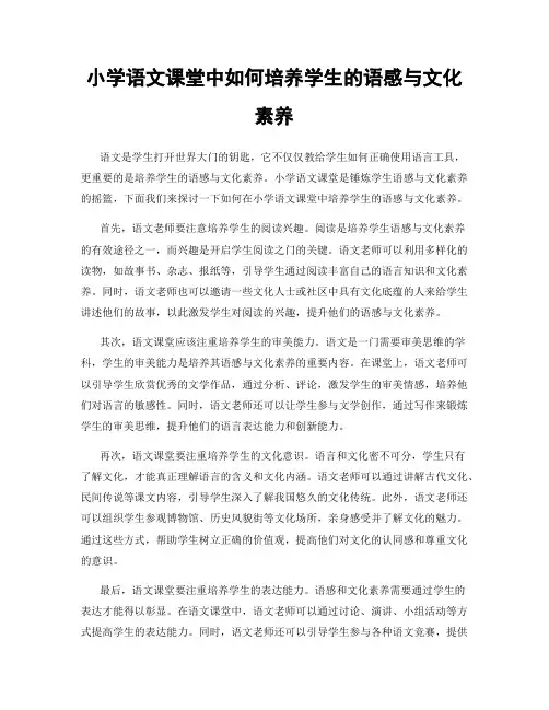 小学语文课堂中如何培养学生的语感与文化素养