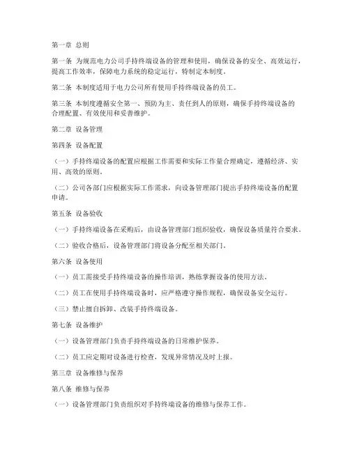 电力公司手持终端设备管理制度