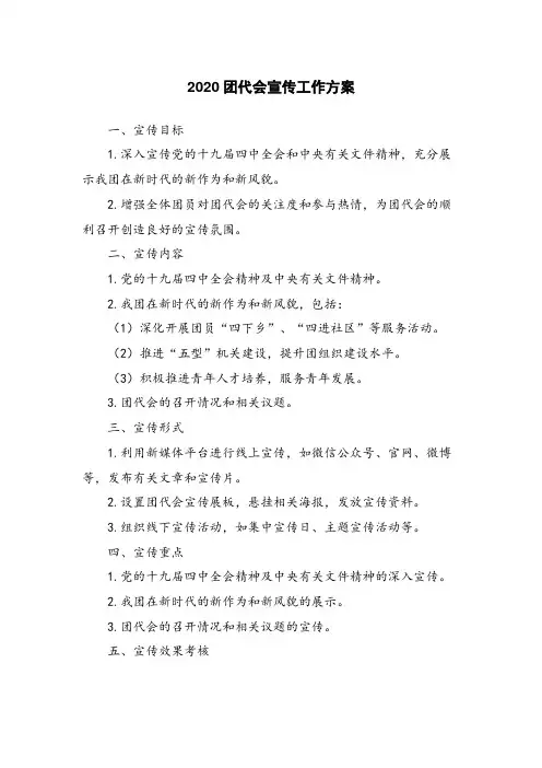 2020团代会宣传工作方案