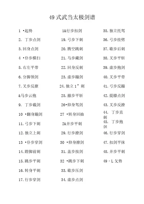 49式武当太极剑谱