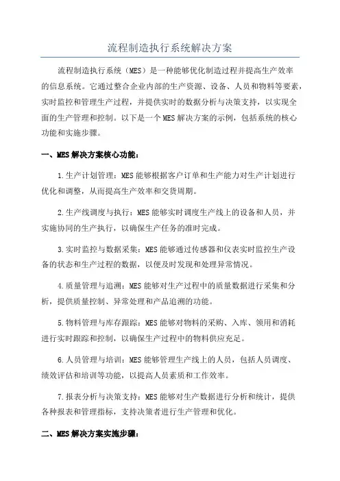 流程制造执行系统解决方案