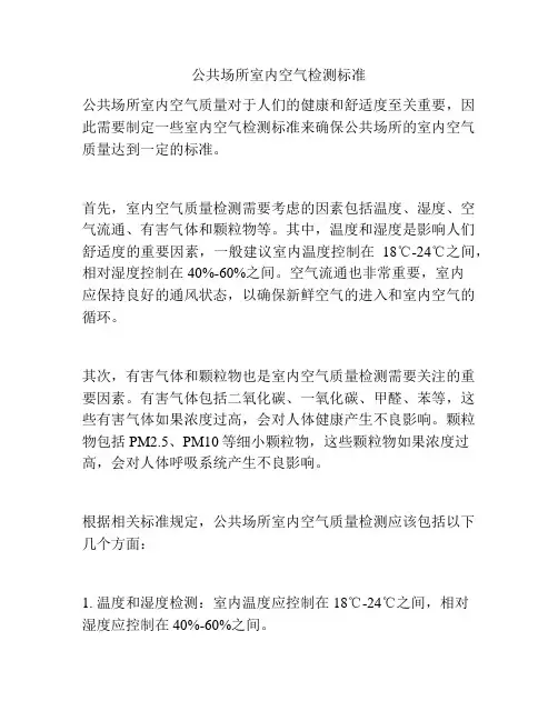 公共场所室内空气检测标准