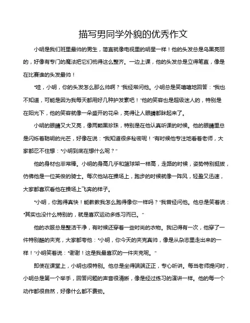 描写男同学外貌的优秀作文