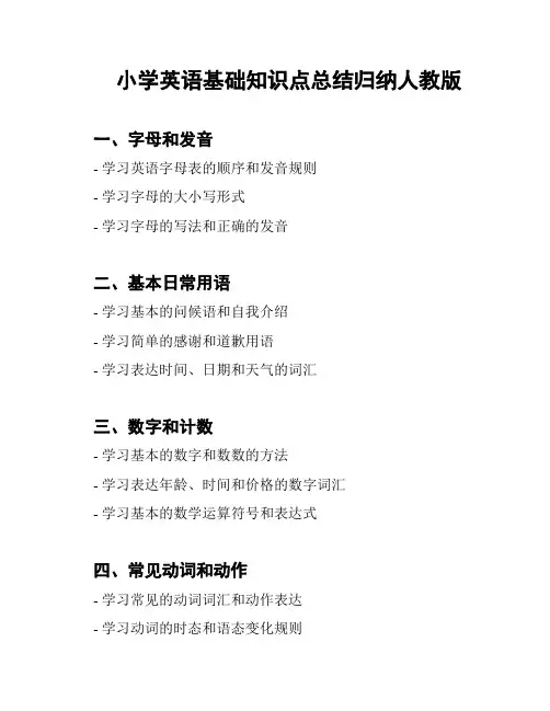 小学英语基础知识点总结归纳人教版