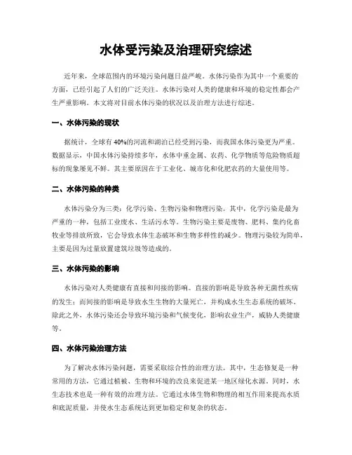 水体受污染及治理研究综述