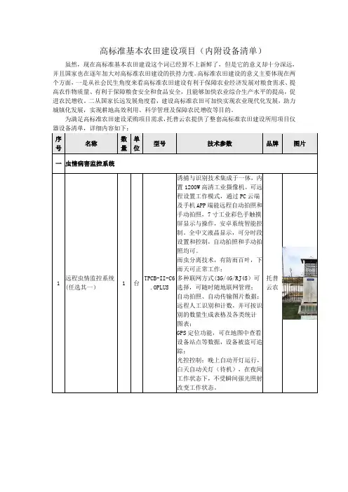 高标准基本农田建设项目(内附设备清单)