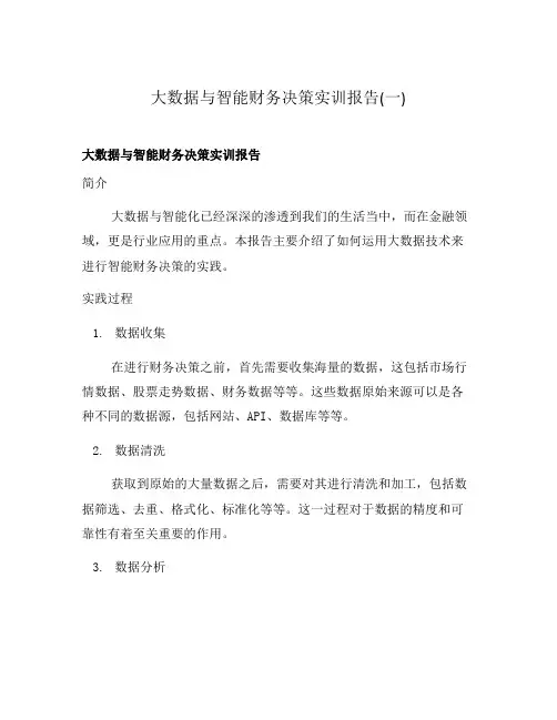 大数据与智能财务决策实训报告(一)