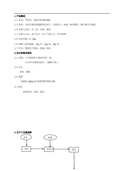 炙黄芪饮片生产工艺规程