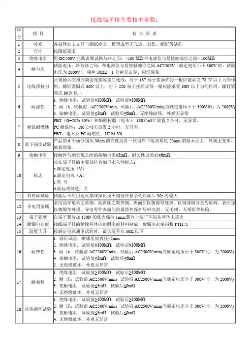 接线端子排主要技术参数