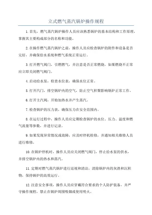 立式燃气蒸汽锅炉操作规程