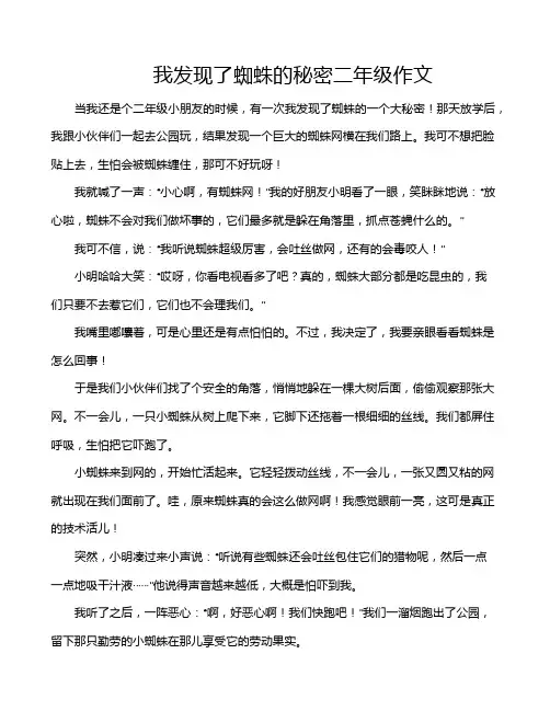 我发现了蜘蛛的秘密二年级作文