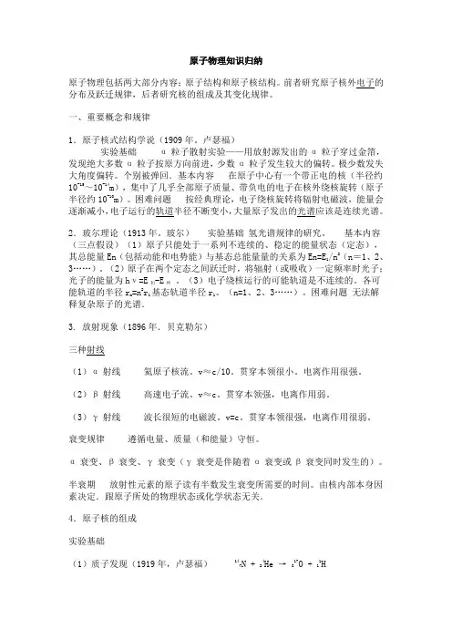 原子物理知识归纳