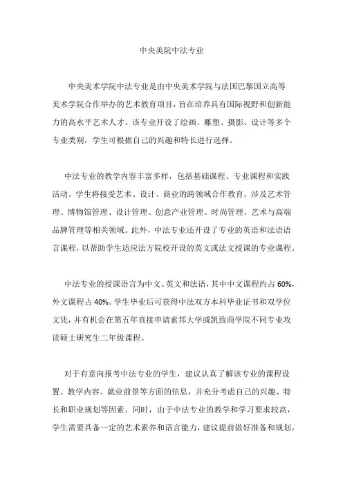 中央美院中法专业