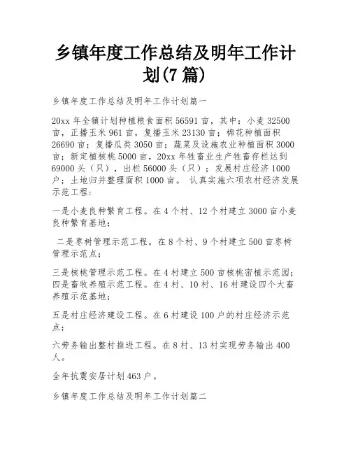 乡镇年度工作总结及明年工作计划(7篇)