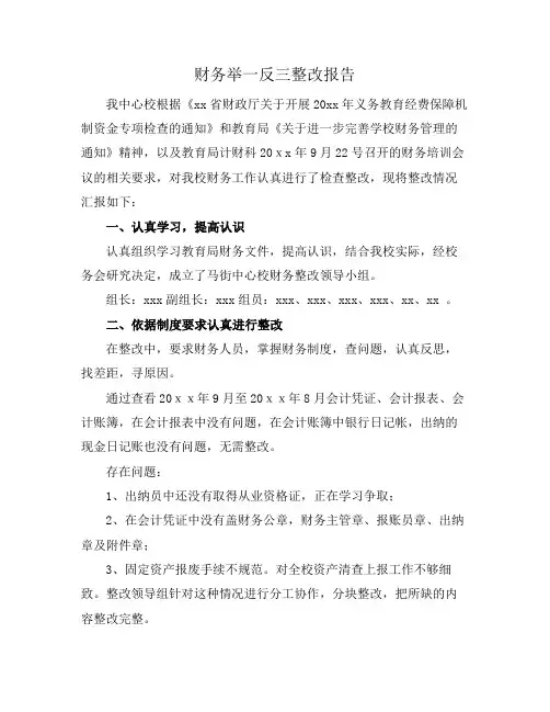 财务举一反三整改报告