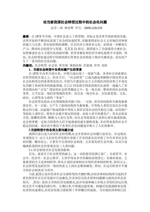 当前我国社会转型过程中的社会化问题有哪些？