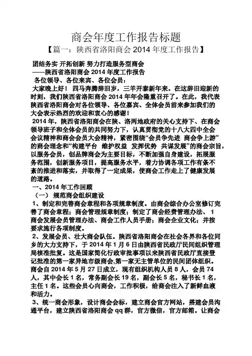 商会年度工作报告标题