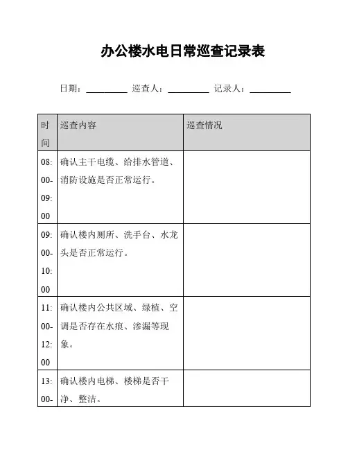 办公楼水电日常巡查记录表