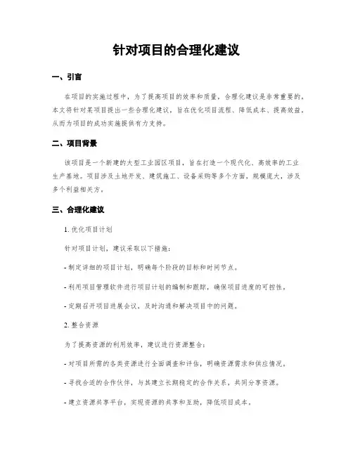 针对项目的合理化建议