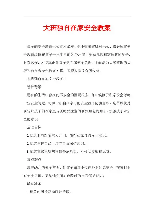 大班独自在家安全教案