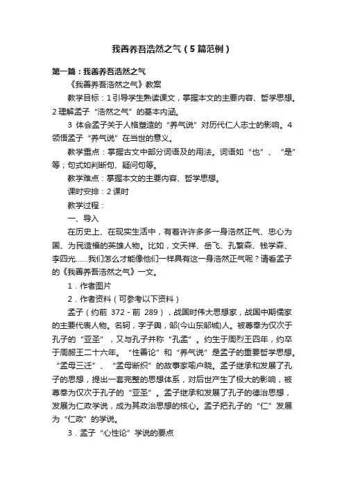 我善养吾浩然之气（5篇范例）