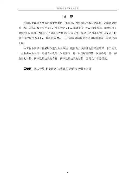 扬州大学水利学院本科毕业设计 水闸 模板