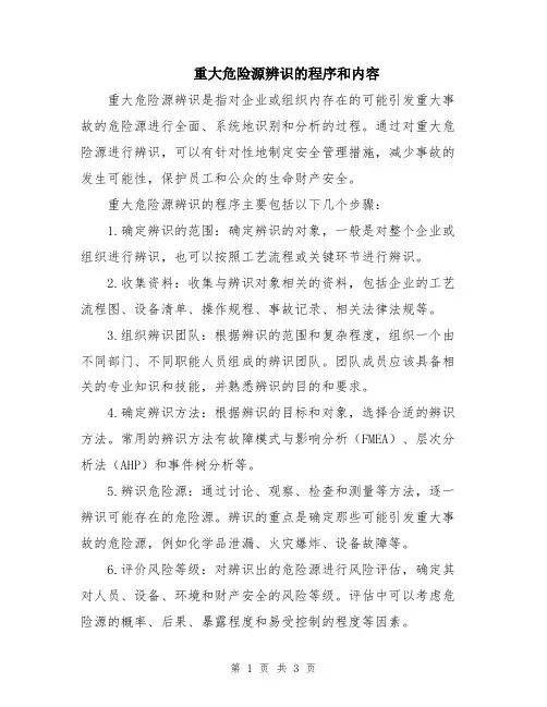 重大危险源辨识的程序和内容