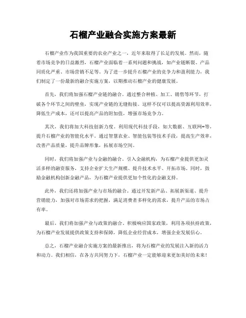 石榴产业融合实施方案最新
