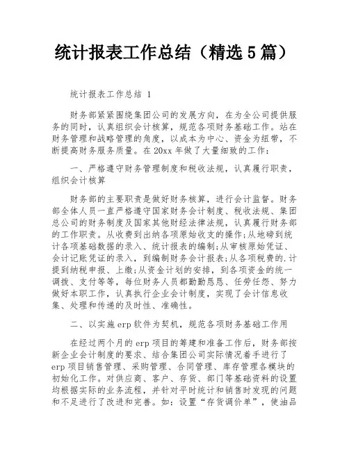 统计报表工作总结(精选5篇)