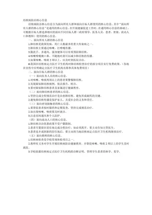 结核病防治核心信息