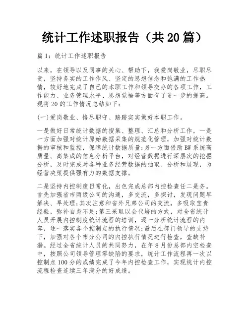 统计工作述职报告(共20篇)