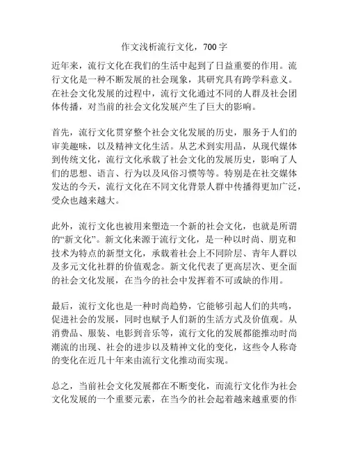 作文浅析流行文化,700字