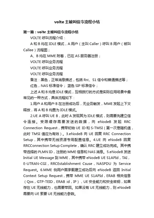 volte主被叫信令流程小结