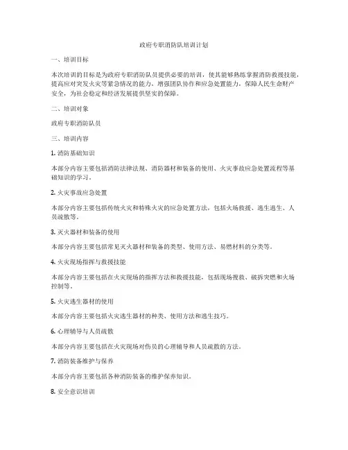 政府专职消防队培训计划